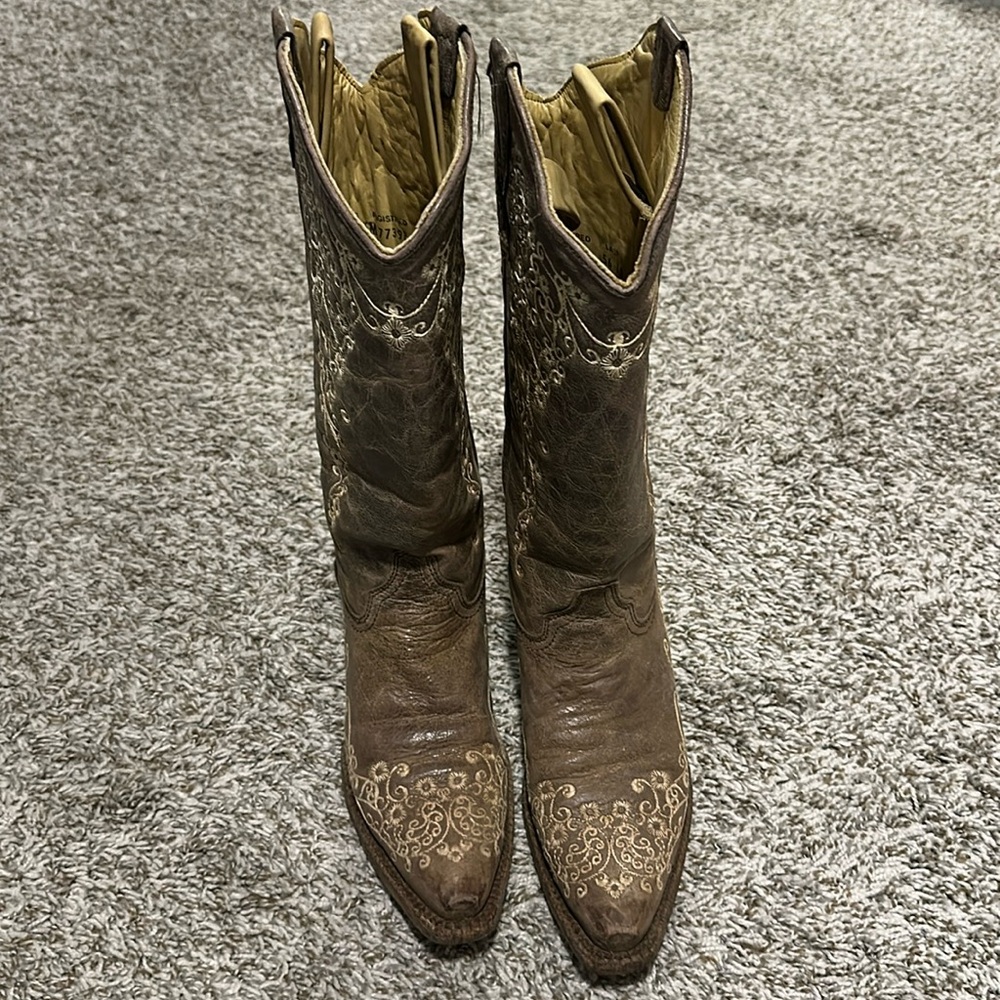 CORRAL WOMEN'S CRATER WITH BONE EMBROIDERY WESTERN BOOTS - SNIP TOE - Picture 8 of 12